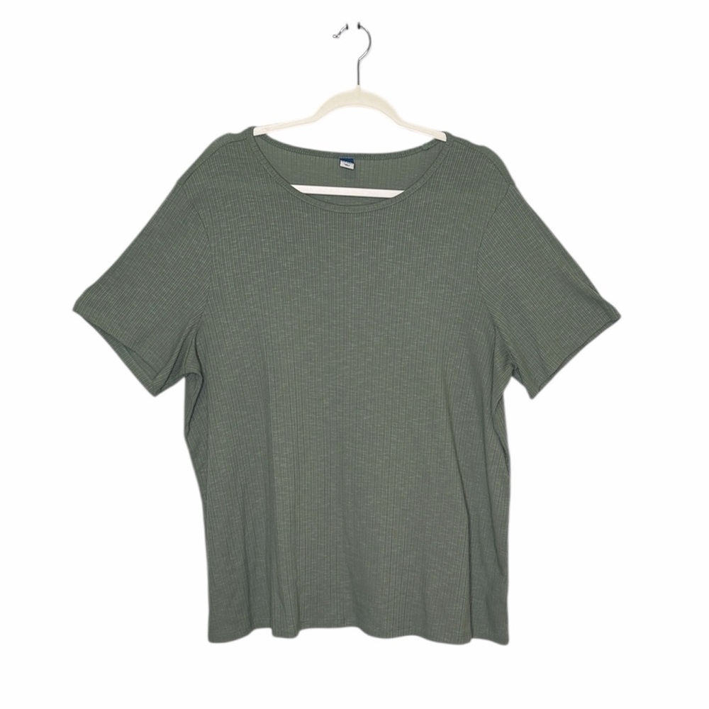 OLD NAVY WOMENS OLIVE RIBBED SHORT SLEEVE TOP PLUS SIZE XL